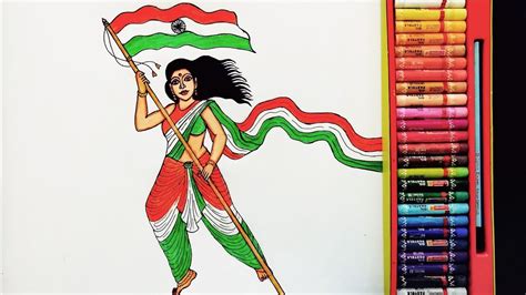 How To Draw Bharat Mata Step By Step Painting Of Happy Republicday Special Drawing Of 26