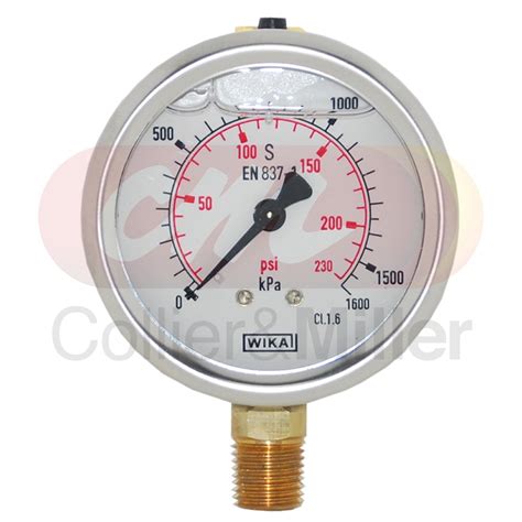 PRESSURE GAUGE 230PSI 63MM BOTTOM ENTRY 1 4 BSPT M 0 1600 KPA 0 230