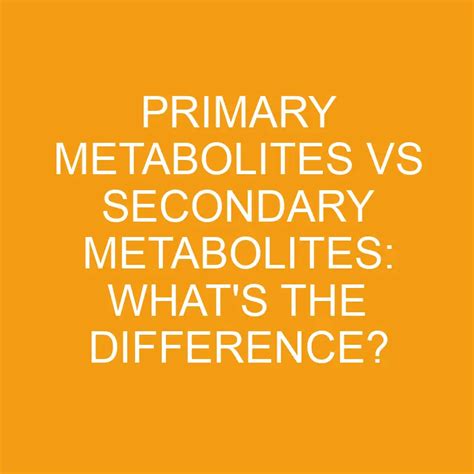 Primary Metabolites Vs Secondary Metabolites: What's The Difference? » Differencess