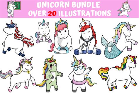 Unicorn Illustrations Bundle Masterbundles