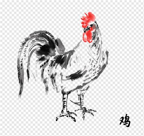 Hand Painted Big Cock Cock Chinese Style Ink Png Pngwing