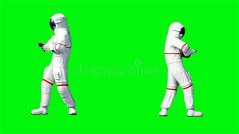 Funny Astronaut Dancing Green Screen Realistic 4k Animation Stock