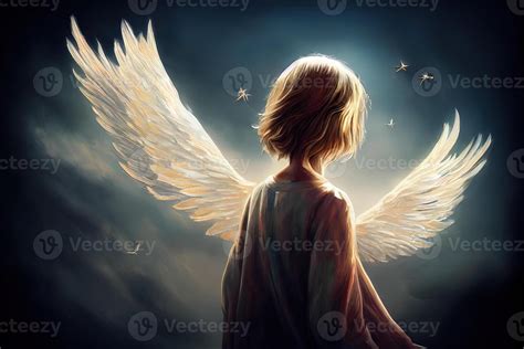 illustration of child as guardian angel 22029956 Stock Photo at Vecteezy