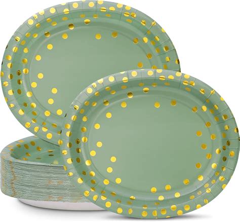 Veizeed Sage Green Paper Plates 10 Inch X 12 Inch Sage