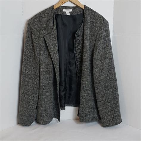 Dressbarn Jackets Coats Dressbarn Woman Black White Tweed Open