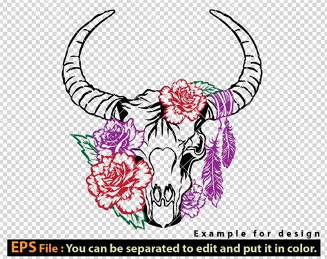 Floral Bull Skull Svg Bull Skull Floral Svg Skull Cow Svg Etsy