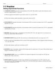 Chapter Writing Exponential Functions Worksheet Pdf Name Date