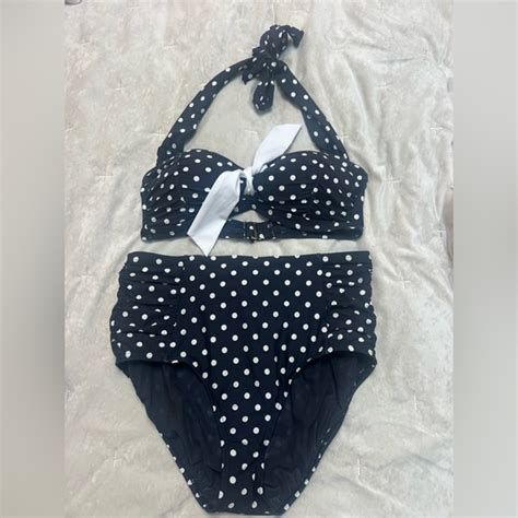 Jantzen Swim Black And White Polka Dot Bikini Set Poshmark