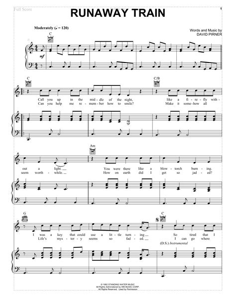 Runaway Train By Soul Asylum Sheet Music For Piano Playalong At Sheet