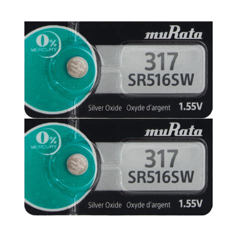 Murata 317 SR516SW Watch Batteries Button Cell 2 Pcs Walmart