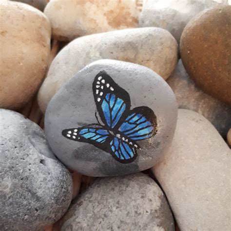 Hand Painted Butterfly Rock Butterfly Painting Hand Painted