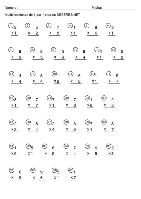 Multiplicaciones De Por Cifra