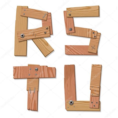 Rustic Wooden Font Alphabet Letters Rstu Stock Vector A N