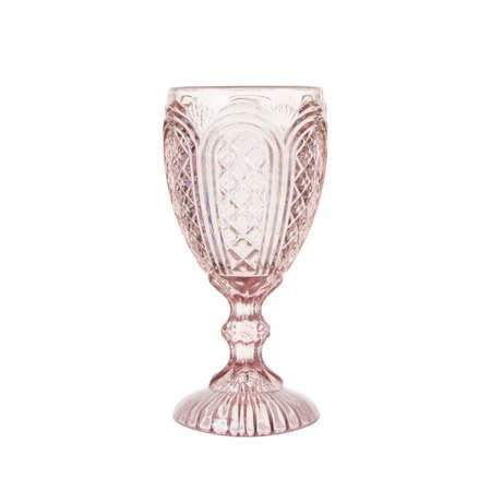 Oz Pink Carousel Glass Goblet Vintage Wedding Glass Rental Glassware