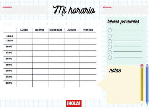 Horario Escolar Descargable Para Organizarte