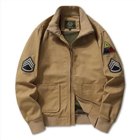 Veste de Tanker pour Homme Broderie Initiée Patch Uniforme Militaire