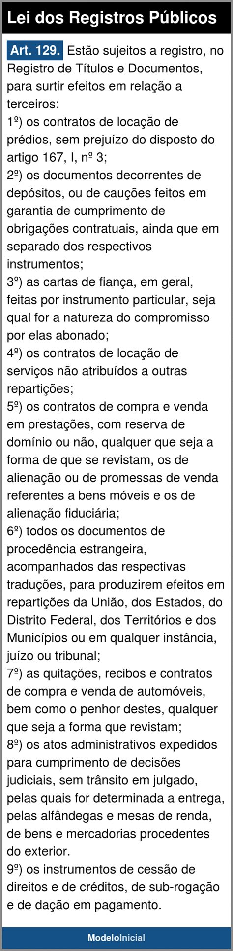 Artigo 129 Lei dos Registros Públicos 1973