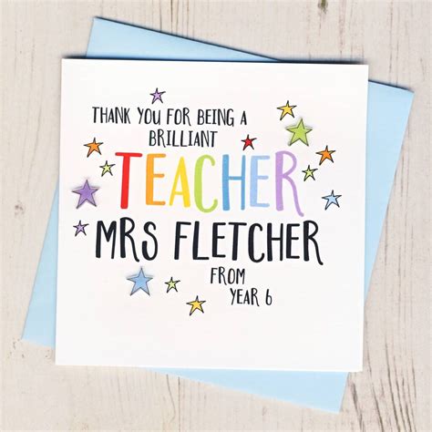 Personalised Colourful Teacher Thank You Card By Eggbert And Daisy Teacher Thank You Cards