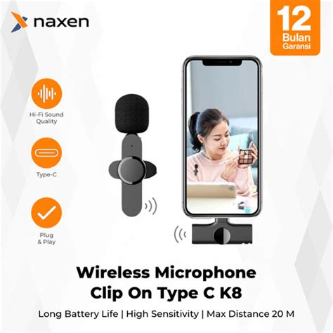 Jual Microphone Wireless Clip On Type C Naxen Mic K Youtuber Podcast