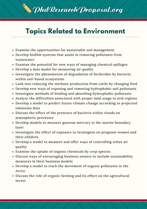 Environmental Research Proposal Topics By PhD Research Proposal Topics