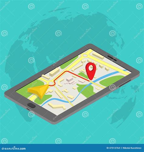 Flat 3d Isometric Mobile Gps Navigation Maps Stock Vector