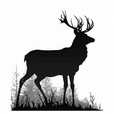 Premium Photo Deer Black Silhouette Isolated On White