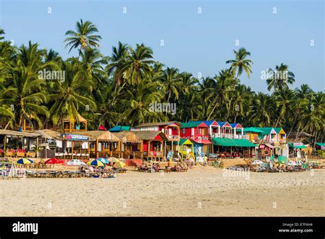 Colourfully painted huts at Palolem Beach, Canacona, Goa, India Stock ...