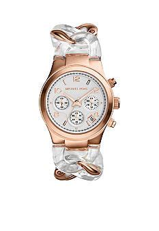 Michael Kors Mid Size Acetate And Rose Gold Tone Stainless Steel Runway