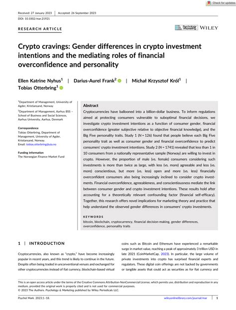 Pdf Crypto Cravings Gender Differences In Crypto Investment Intentions And The Mediating