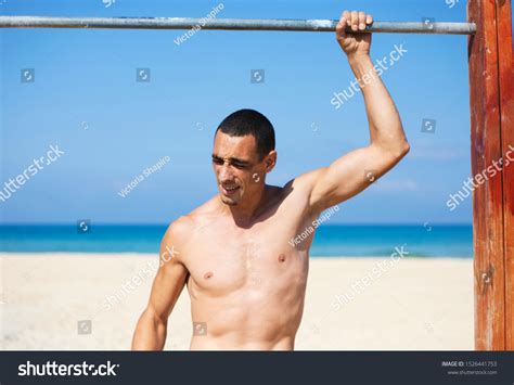 Male Athlete Naked Torso Training On Stock Photo Shutterstock