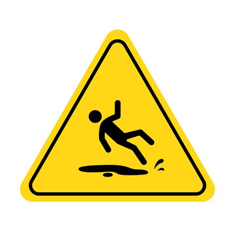 Wet Floor Icon Slippery Floor Caution Sign With Fall Pictogram Man