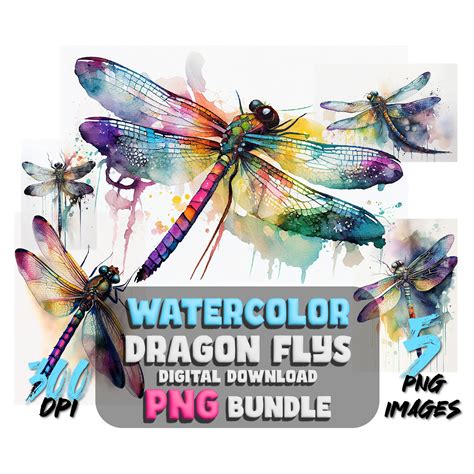 Watercolor Dragonfly With Dragonflies PNG, Dragonfly Digital Clipart