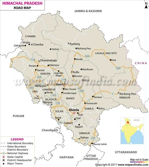 Find Detailed Information On Road Network Map Of Himachal Pradesh