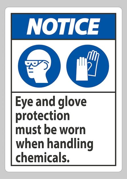 Premium Vector Notice Sign Eye And Glove Protection Must Be Worn When