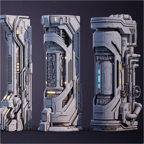 3D Sci Fi Column Scene