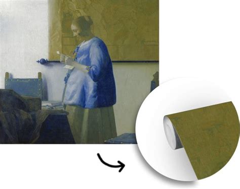 Behang Fotobehang Brieflezende Vrouw In Het Blauw Johannes Vermeer