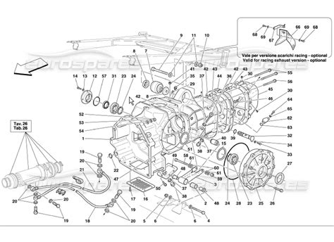 Ferrari 360 Modena Gearbox Covers Parts Diagram 033