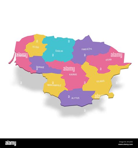 Lituanie Carte Politique Des Divisions Administratives Comt S D