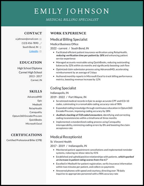 Medical Billing Resume Examples Built For