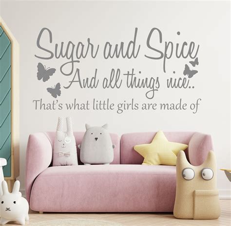 Sugar And Spice And All Things Nice Wall Sticker Decal Nursery Quote Vinyl Ebay