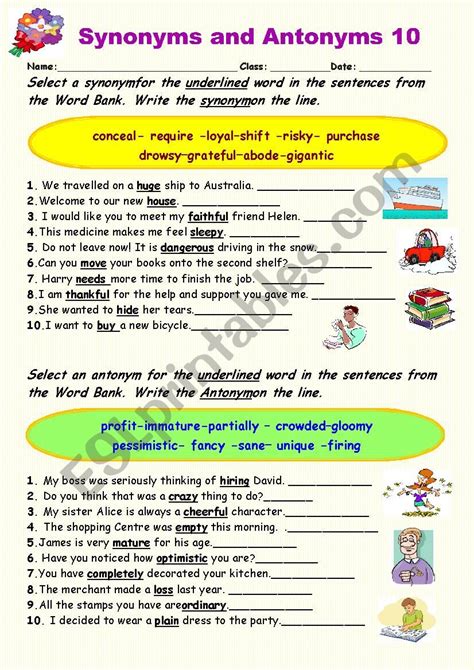 Synonyms Vs Antonyms Esl Worksheet By Elle