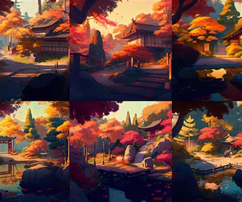 ArtStation - Autumn Japanese Garden Backgrounds | Artworks