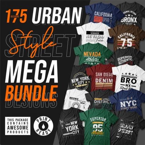 Urban Street Style T Shirt Designs Mega Bundle