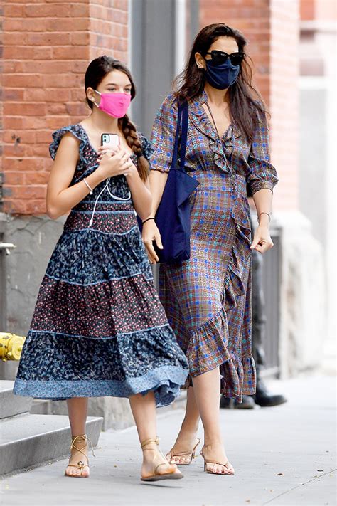 Katie Holmes And Suri Cruise Match In Blue Summer Dresses For Nyc Stroll