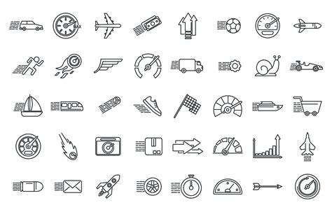 Velocity Icons Set Outline Vector Efficient Production 13710182 Vector