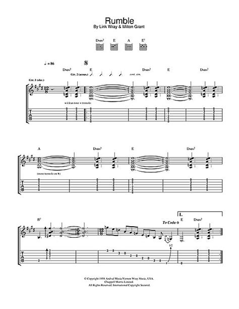 Link Wray Rumble Sheet Music Download Printable Pdf Chords And Score