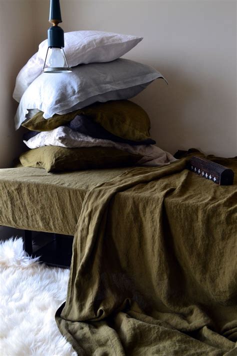 Olive Green Linen Flat Sheet Luxurious Stonewashed Linen - Etsy | Bed ...