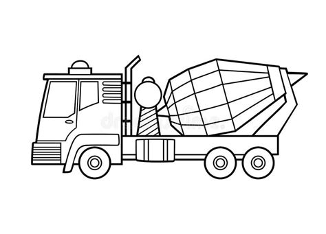 Coloring Book For Kids Concrete Mixer Truck Stock Vector