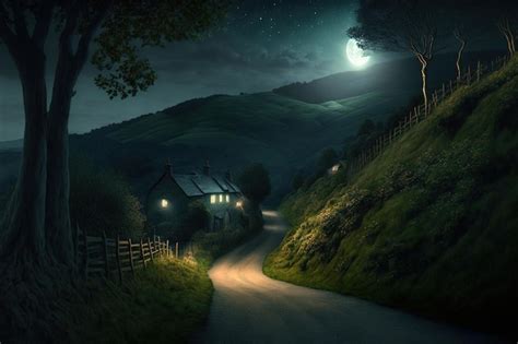 Premium Photo | Mountain road in the night