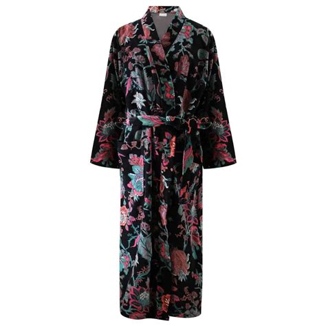 Luxurious Regency Robe With Exotic Flowers In Black Jane Austen Ts